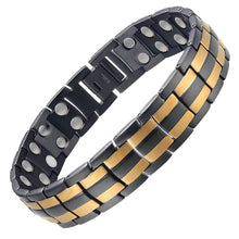 Load image into Gallery viewer, Black Gold Titanium Fully Magnetic Therapy Bracelet - Gauss Therapy