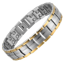 Load image into Gallery viewer, Silver Gold Titanium Strong Magnetic Bracelet - Gauss Therapy