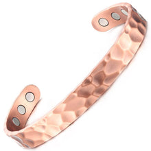 Load image into Gallery viewer, Artistic Hammered Copper Magnetic Bangle - Gauss Therapy