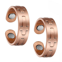 Load image into Gallery viewer, Set of Two - Cross Design Copper Magnetic Rings - GaussTherapy