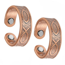 Load image into Gallery viewer, Set of Two - Greek Ikhthus Copper Magnetic Rings - GaussTherapy