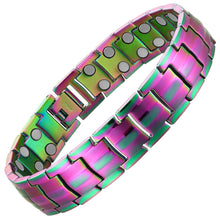 Load image into Gallery viewer, Rainbow LGBTQ Double Row Titanium Bracelet - Gauss Therapy