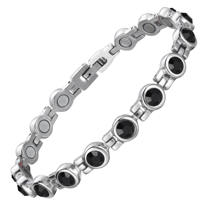 Ladies Laguna Black Crystal Magnetic Bracelet