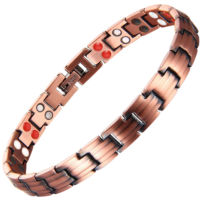 Ladies Slim Width Copper 4in1 Magnetic Bracelet