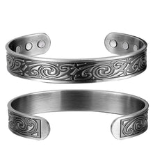 Load image into Gallery viewer, Silver Swirl Design Copper Magnetic Bangle
