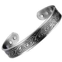 Load image into Gallery viewer, Silver Swirl Design Copper Magnetic Bangle
