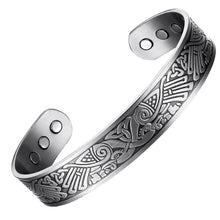 Load image into Gallery viewer, Silver Celtic Holistic Pure Copper Magnetic Bangle
