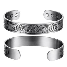 Load image into Gallery viewer, Silver Celtic Holistic Pure Copper Magnetic Bangle
