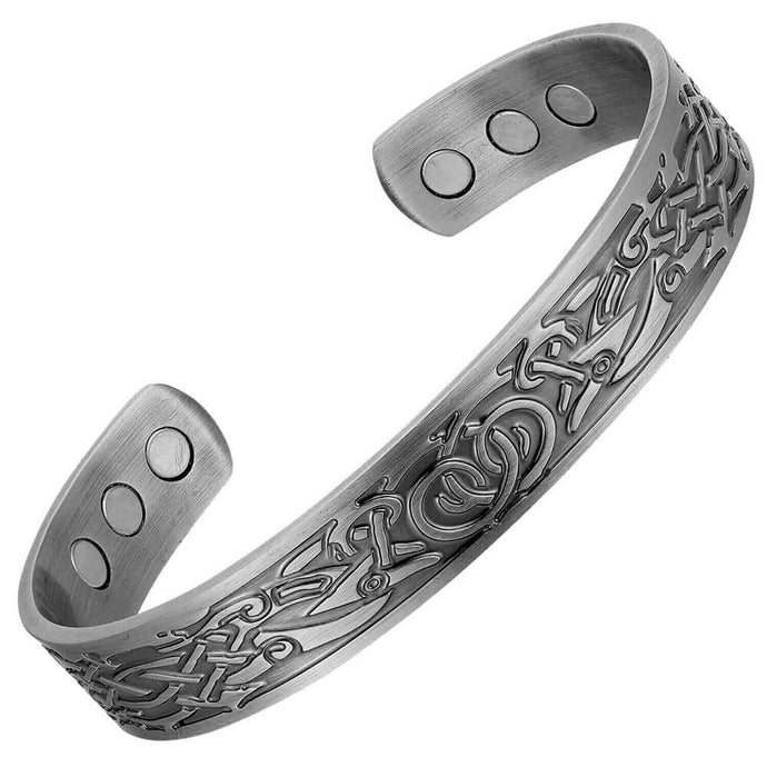 Viking Magnetic Therapy Silver Copper Bangle