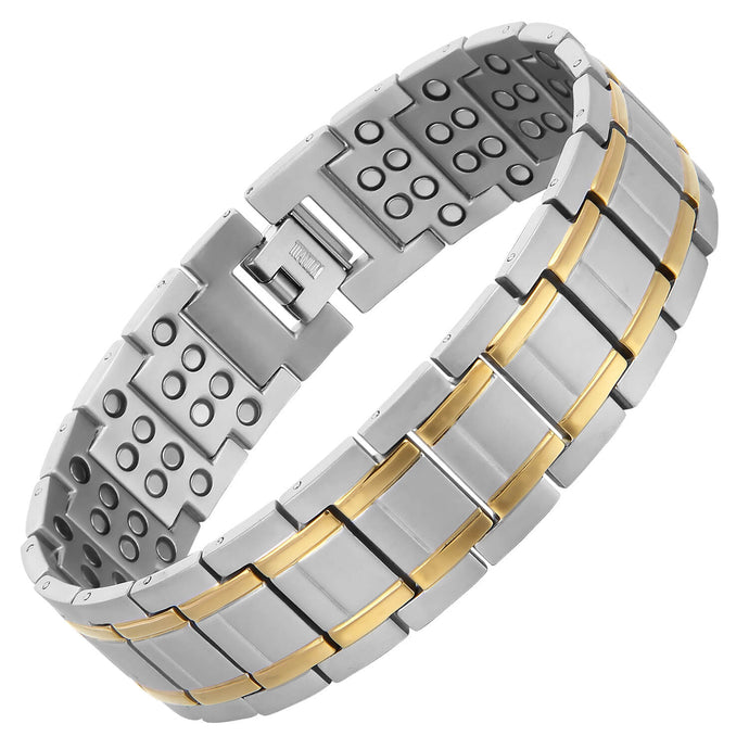 Silver & Gold Super Strong Titanium Magnetic Bracelet