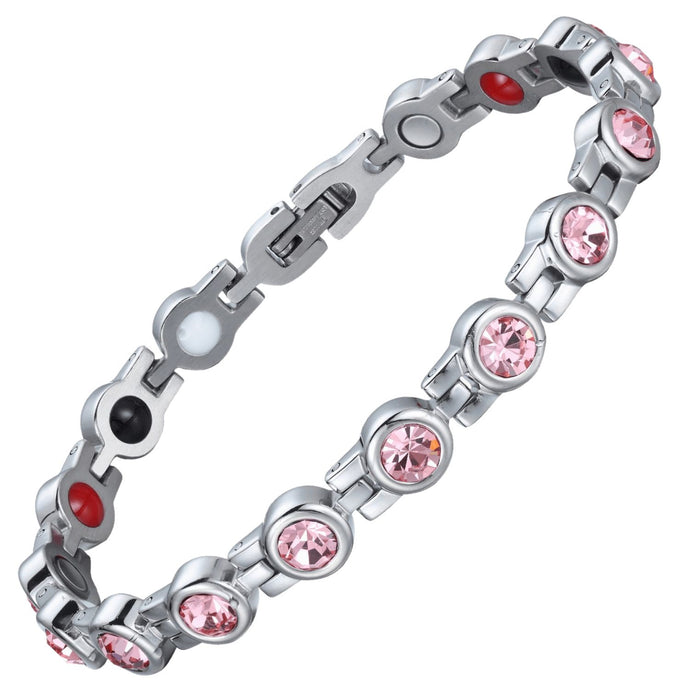 Ladies Laguna Pink Crystal Magnetic 4in1 Bracelet