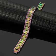 Load image into Gallery viewer, Rainbow LGBTQ Double Row Titanium Bracelet - Gauss Therapy
