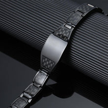 Load image into Gallery viewer, Black Carbon Fibre ID Magnetic Bracelet - Gauss Therapy
