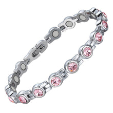 Load image into Gallery viewer, Ladies Laguna Pink Crystal Magnetic Bracelet - Gauss Therapy
