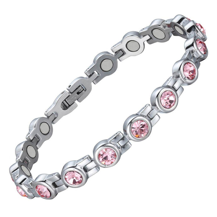 Ladies Laguna Pink Crystal Magnetic Bracelet - Gauss Therapy