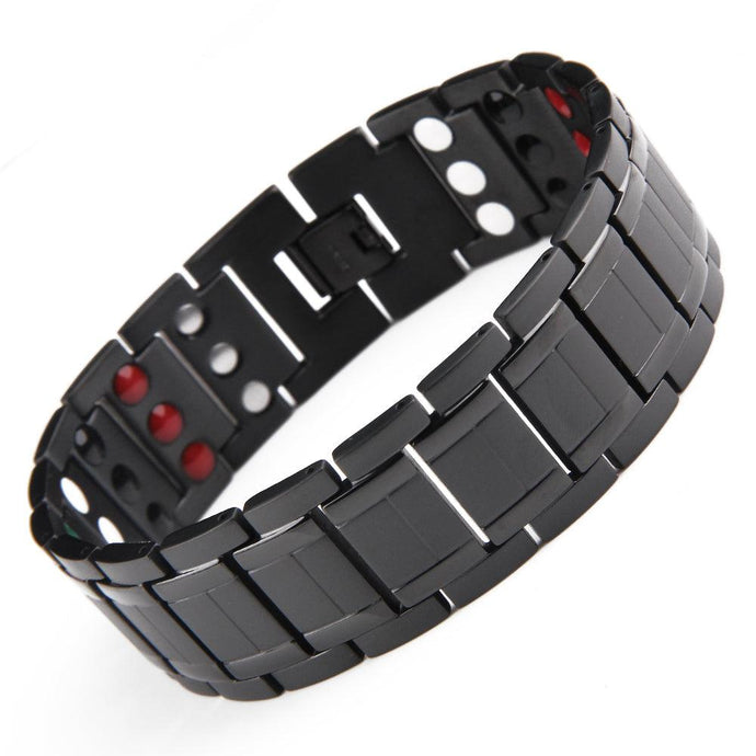 Black Triple Row 4in1 Titanium Magnetic Bracelet - Gauss Therapy