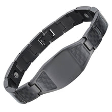 Load image into Gallery viewer, Black Carbon Fibre ID Magnetic Bracelet - Gauss Therapy
