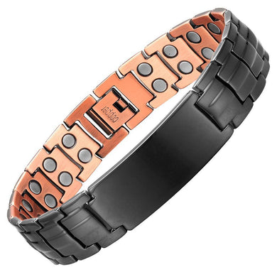 Heavy ID Black Copper Link Magnetic Bracelet - Gauss Therapy