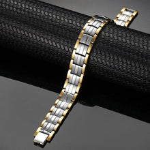 Load image into Gallery viewer, Silver Gold Titanium 4in1 Therapy Magnetic Bracelet - Gauss Therapy
