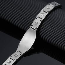 Load image into Gallery viewer, Silver Carbon Fibre ID Magnetic Bracelet - Gauss Therapy
