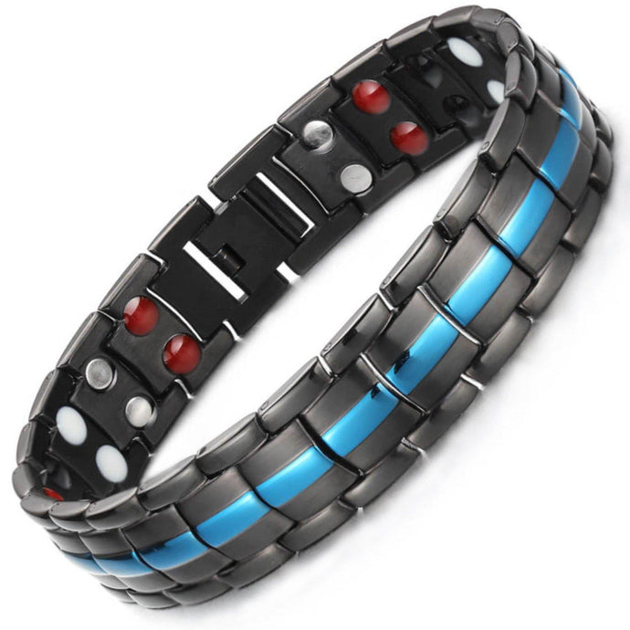 Black Blue Titanium 4in1 Magnetic Therapy Bracelet - Gauss Therapy