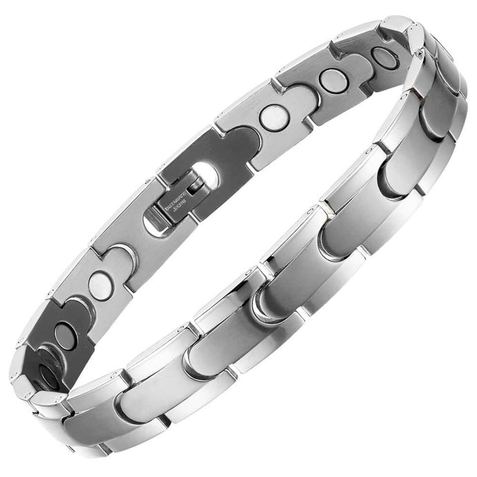 Synergy Silver Stainless Steel Magnetic Bracelet - Gauss Therapy