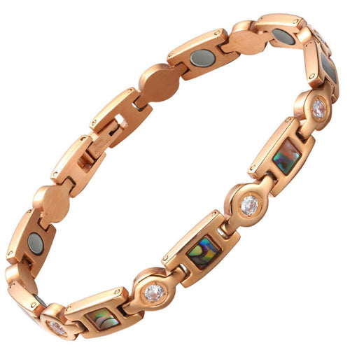 Trinity Rose Gold Stainless Magnetic Bracelet - Gauss Therapy