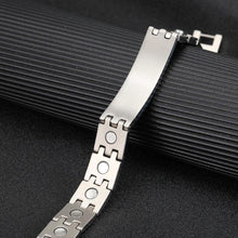 Load image into Gallery viewer, Silver Stainless Steel ID Magnetic Bracelet - Gauss Therapy
