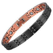 Load image into Gallery viewer, Womens Feathered Black Copper Magnetic Bracelet - Gauss Therapy

