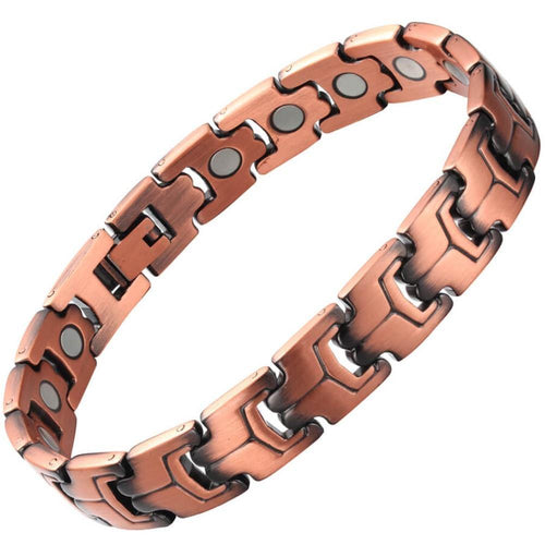 Red Copper Link Fully Magnetic Bracelet - Gauss Therapy