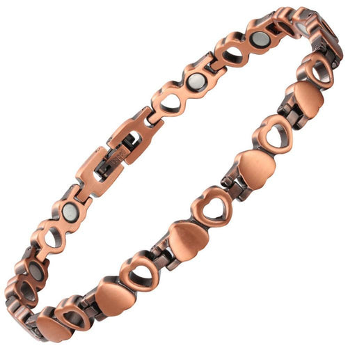 Dainty Love Heart Copper Magnetic Bracelet - Gauss Therapy