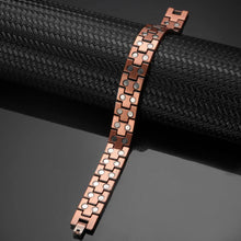 Load image into Gallery viewer, Mens Heavy Brickwork Copper Magnetic Bracelet - Gauss Therapy
