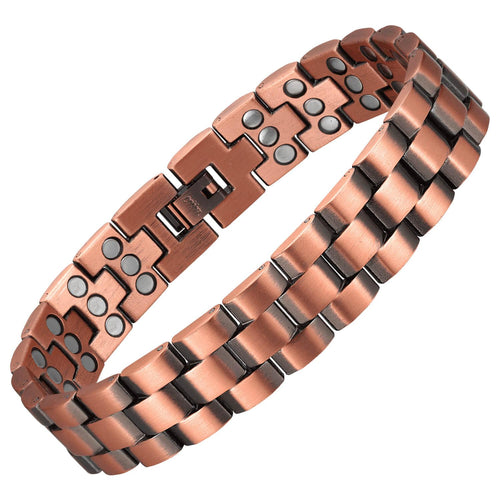 Solid Copper Bracelet Men Magnetic Therapy Adjustable Cuff Vintage Wristband  Bangle Arthritis Relief Energy Magnets Bracelets