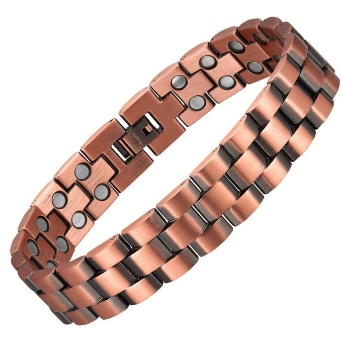 Mens Heavy Brickwork Copper Magnetic Bracelet - Gauss Therapy
