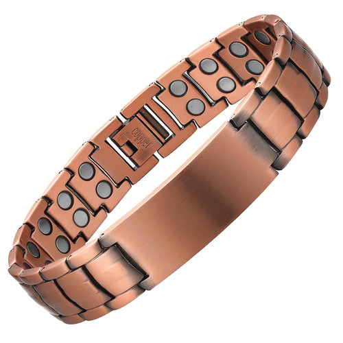Heavy ID Copper Link Pure Magnetic Bracelet - Gauss Therapy