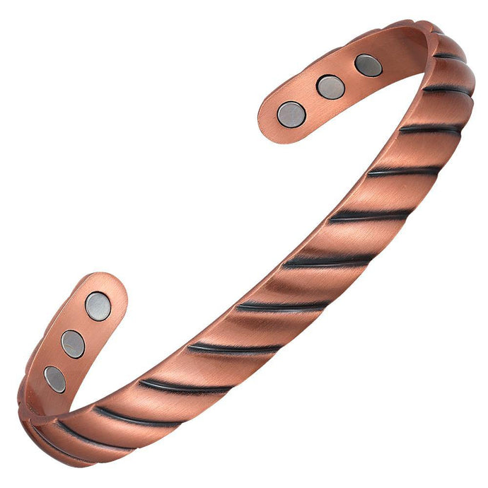 Sleek Twisted Magnetic Copper Bangle - Gauss Therapy