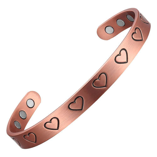 Love Heart Design Copper Magnetic Bangle - Gauss Therapy