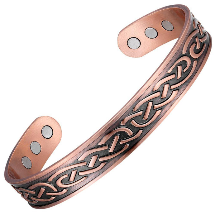Celtic Patterned Magnetic Copper Bangle - Gauss Therapy