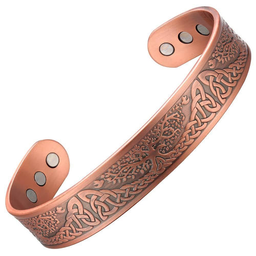 Tree of Life Unique Copper Magnetic Bangle - Gauss Therapy