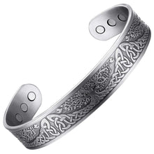 Load image into Gallery viewer, Tree of Life Unique Silver Copper Magnetic Bangle - Gauss Therapy
