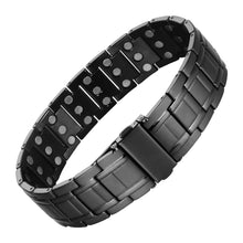 Load image into Gallery viewer, Black Buckle Triple Row Titanium Magnetic Bracelet - Gauss Therapy
