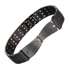 Load image into Gallery viewer, Black Buckle Triple Row Titanium Magnetic Bracelet - Gauss Therapy
