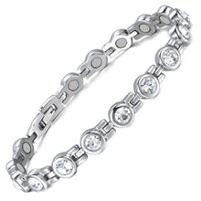 Load image into Gallery viewer, Ladies Laguna White Crystal Magnetic Bracelet - Gauss Therapy
