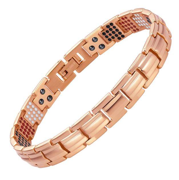 Ladies Rose Gold Titanium Magnetic Bracelet - Gauss Therapy