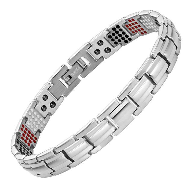 Ladies Silver Titanium Magnetic Bracelet - Gauss Therapy