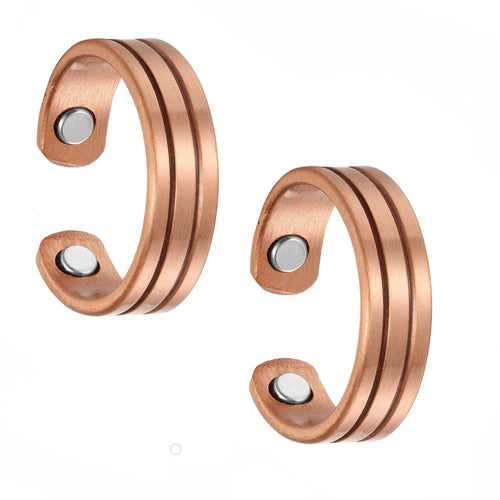 Set of Two - Triple Band Copper Magnetic Rings - Gauss Therapy