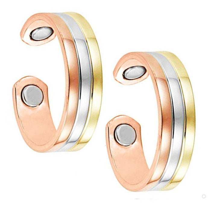 Set of Two - Three Tone Copper Magnetic Rings - Gauss Therapy
