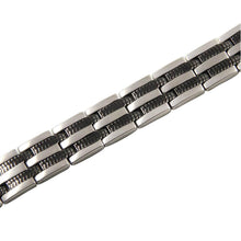 Load image into Gallery viewer, Silver &amp; Black Titanium Magnetic Bracelet - Gauss Therapy
