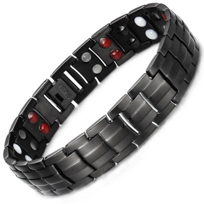 Black Double Row Titanium Bracelet - Gauss Therapy