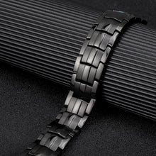 Load image into Gallery viewer, Black Double Row Titanium Bracelet - Gauss Therapy
